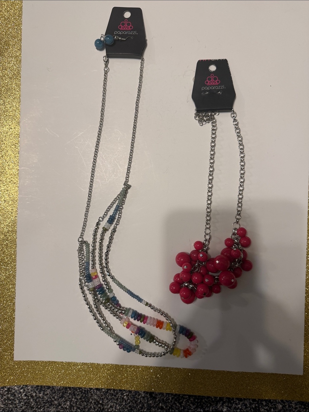 paparazzi Pink Cluster Necklace and Multicolor Beaded Strand Set